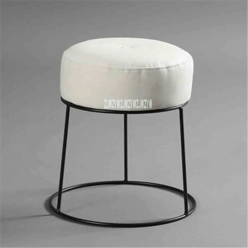37cm H White JD012 современный минималистичный круглый табурет портативный Штабелируемый металл и кожа мягкое покрытие низкий табурет гостиная мягкий табурет с мягким сиденьем - Цвет: 37cm H White