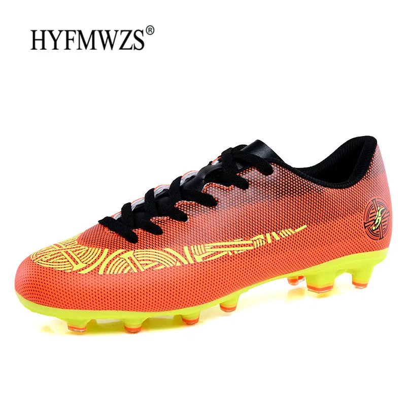 HYFMWZS Krasovki оригинальная футбольная обувь для мужчин Crampon футбол сверхтонкие длинные шипы футбольные бутсы дышащие детские бутсы - Цвет: Orange