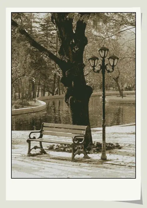 

Embroidery Needlework Crafts 14CT Unprinted DIY Quality Cross Stitch Kits Handmade Arts Nostalgic Scenery - Autumn Benches