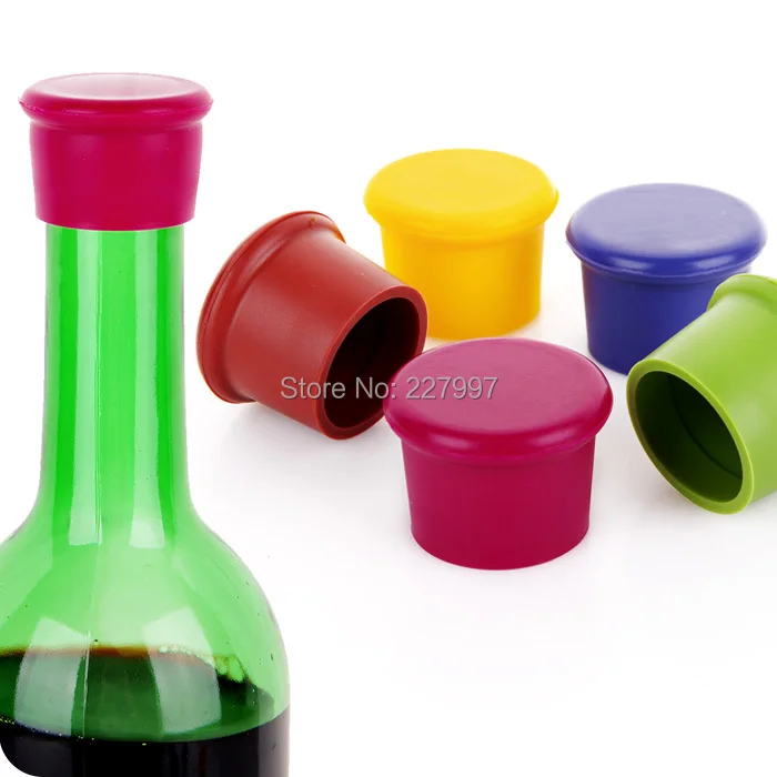 

Lowest Price 1000pcs/lot Portable Silicone Wine Beer Cover Bottle Stopper Cap Strong Seal Keep Fresh Cork 5 colors sl309