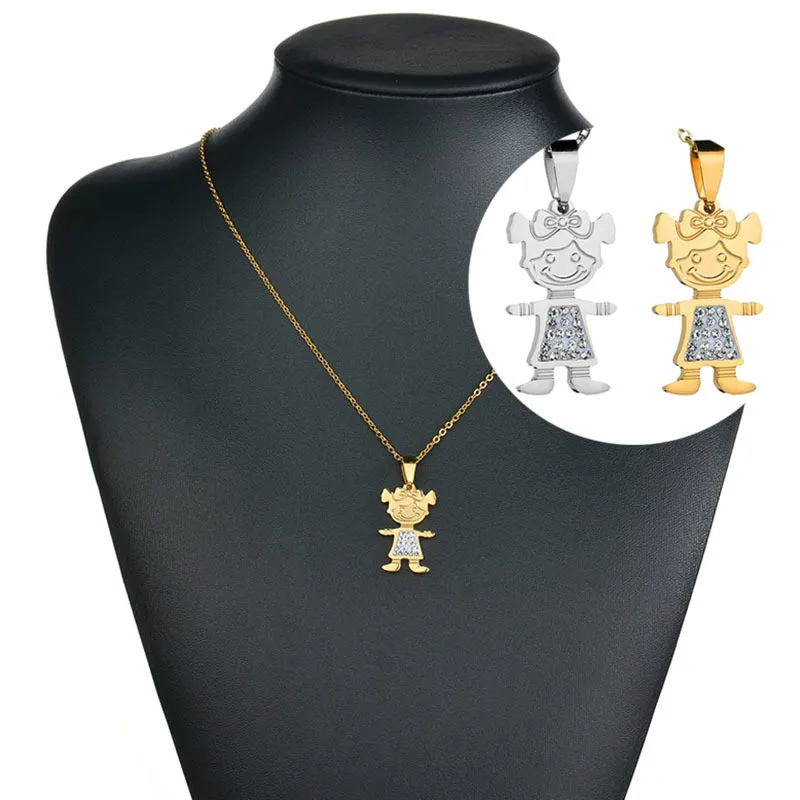 Eleple Stainless Steel Mirco Zircon Inlaid Necklaces for Women Lover Girl Gold and Silver Color Pendant Necklace Jewelry S-N503 | Украшения