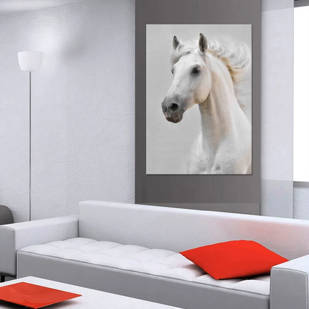 1 панель белая лошадь постер картина искусство для дома гостиной отеля Настенная