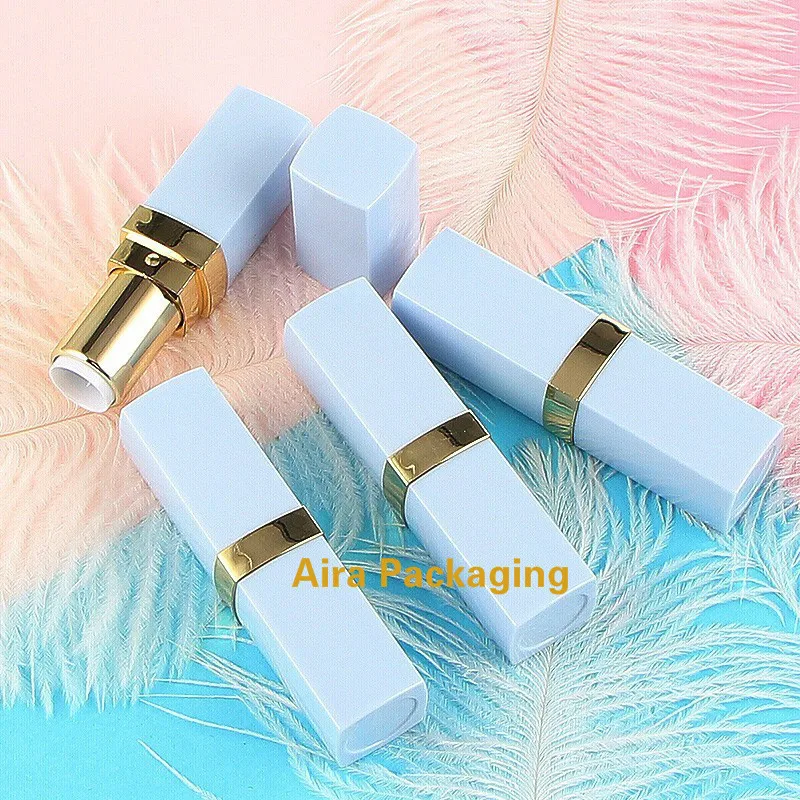 

40pcs/lot Plastic Empty Elegant Lip Rouge Sub Tube Cosmetic Lip Containers 12.1mm Elegant Blue Lipstick Packing Tube