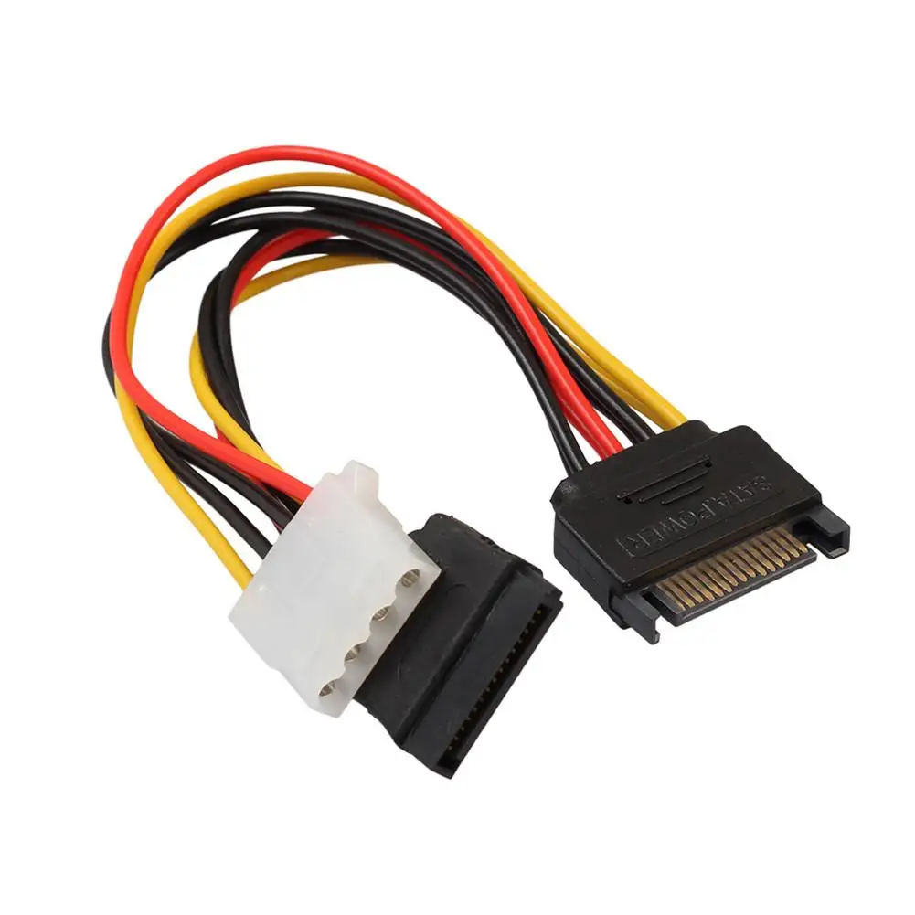 Горячая Распродажа 15Pin SATA штекер к 4Pin IDE Molex гнездо + Кабель питания Шнур провод для