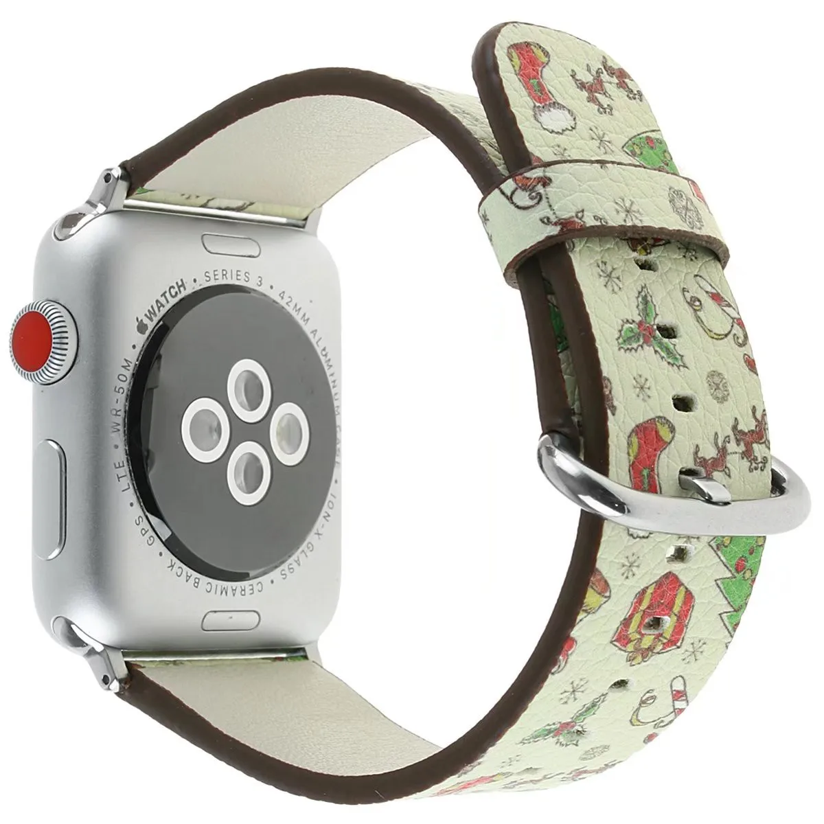 Кожаный ремешок для наручных часов Apple Watch рождественские чулки со снежинками