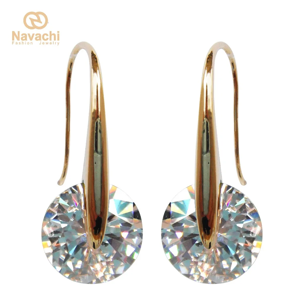 Серьги Navachi Circle SMT2801 прозрачные желтые серьги с кубическим цирконием бесплатная