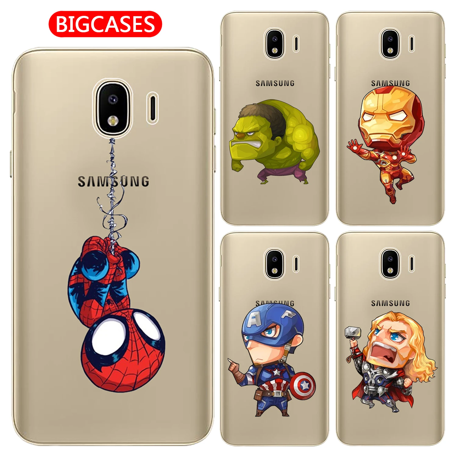 For Samsung Galaxy J4 2018 Case Cover EU 5.5&quot J400 J400F Soft TPU Silicone Cute Cartoon Iron Man Spiderman Painted Phone |