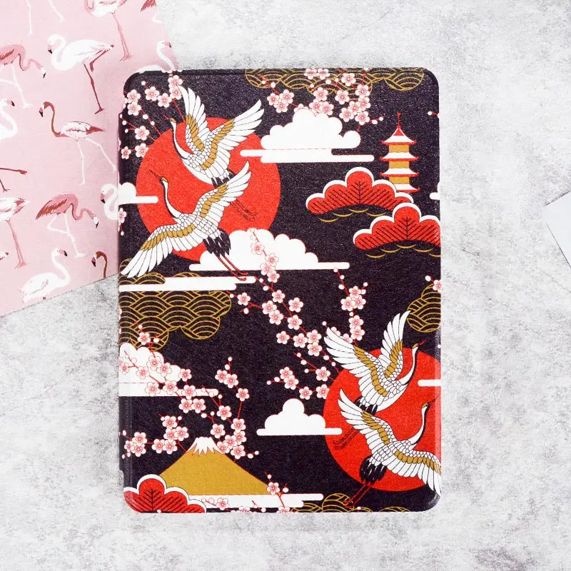 Cherry flying crane Умный чехол из искусственной кожи чехол для Amazon Kindle Paperwhite 4 читалка Магнитный Водонепроницаемый чехол Funda Kindle Paperwhite 4 выпуск - Цвет: Cherry flying crane