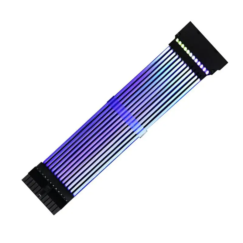 VODOOL 24Pin неоновый удлинитель питания RGB PSU Line прозрачный ПК компьютер чехол