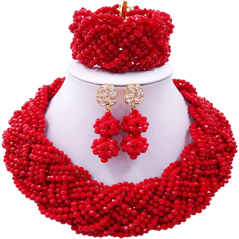 

ACZUV Red African Beads Jewelry Set 12C-002