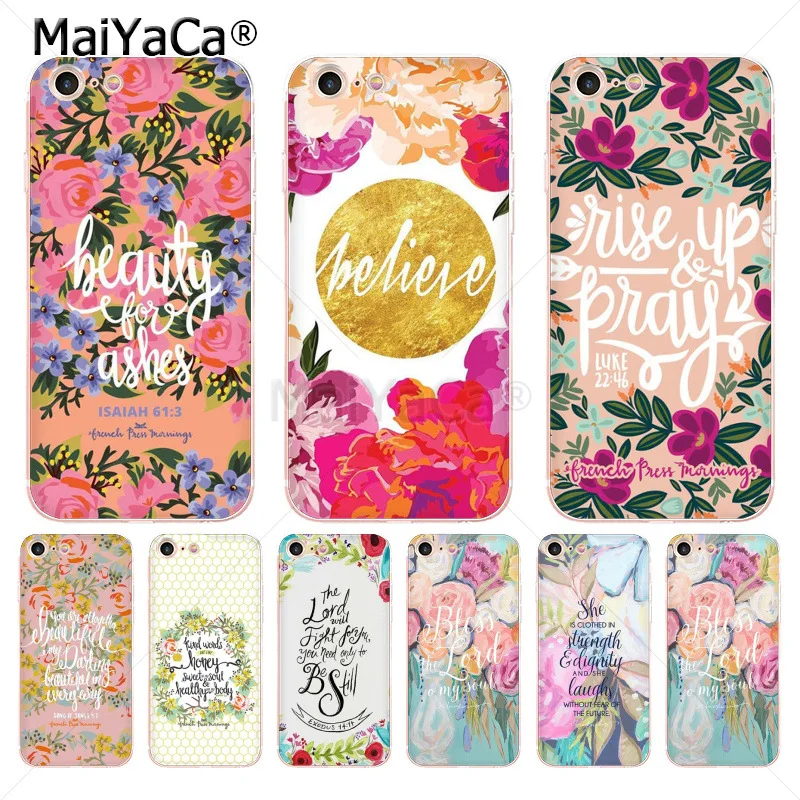 Мягкий чехол из ТПУ MaiYaCa Proverbs Word Quotes Flowers для iPhone 8 7 6 6S Plus X xs max xr 10 5 5S SE 11pro|Бамперы| |