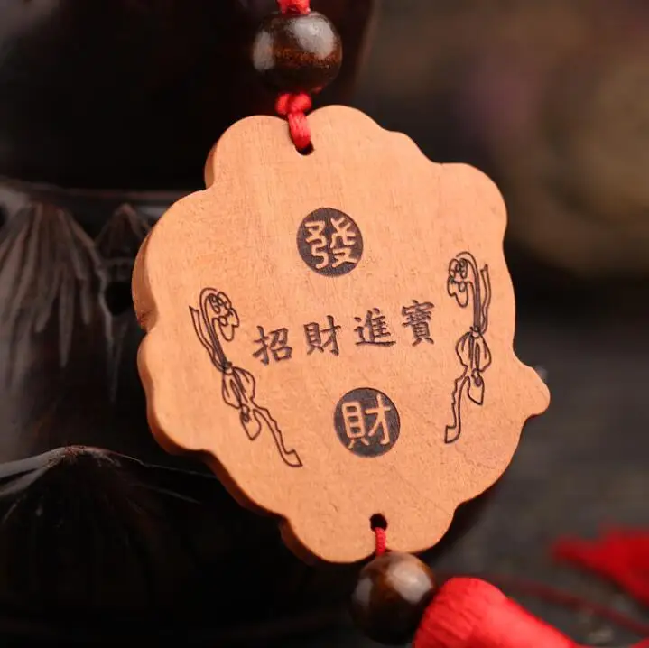 Китайский персиковое дерево резные норковые укусы деньги Сейф и удачи Карта