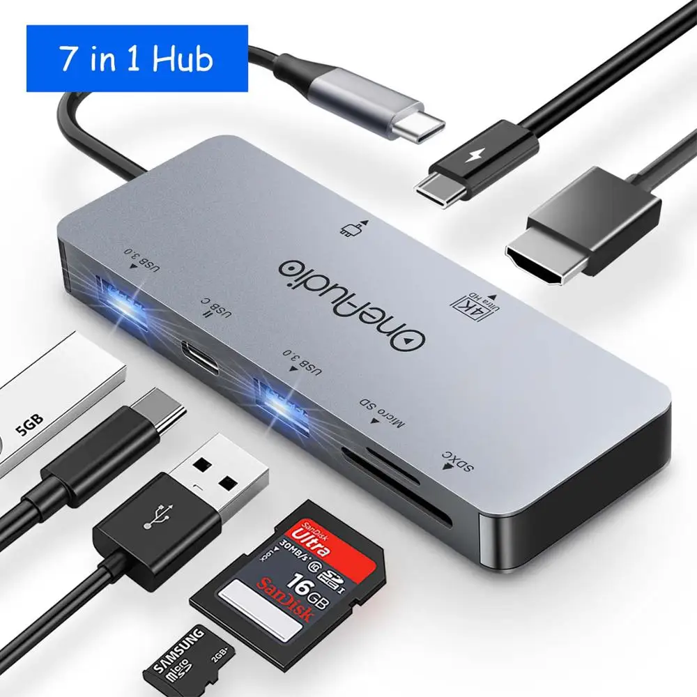 7 in 1 Oneodio 7/11 в 1 usb-хаб C концентратор USB Мульти USB 2,0 3,0 4K HDMI адаптер док-станция для MacBook Pro Аксессуары USB-C Тип C сплиттер - Цвет: 7 in 1