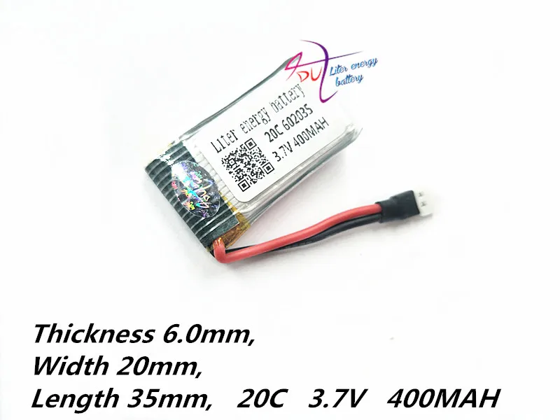 MX2.0 2P 602035 3 7 V 400mAh литий полимерная батарея для Hubson X4 H107 MJXRC F47 DiFeida DFD F180