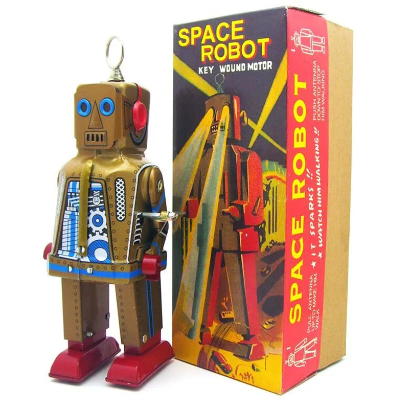 Винтажный Ретро космический жестяной робот игрушка Классическая заводная