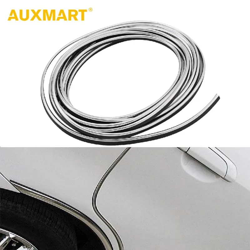 AUXMART 3 метра 6 мм Автомобильный Стайлинг хромированная формовочная полоса декоративная отделка кузова края двери кондиционер на выходе Защита от царапин