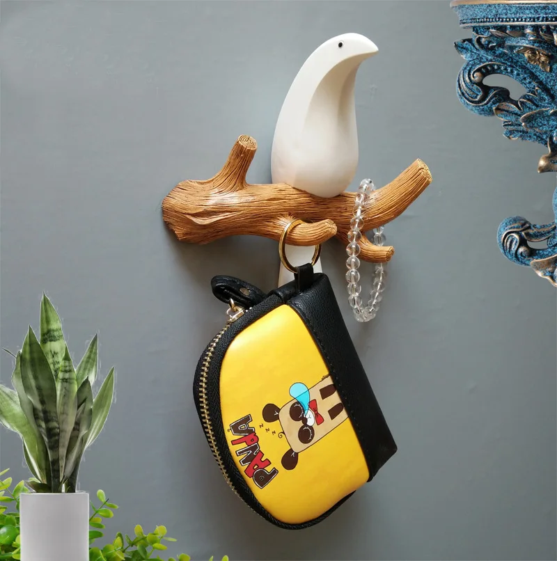 Настенная вешалка для ключей от птиц из смолы украшения дома гостиной спальни