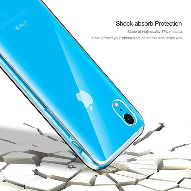 Чехол для iphone 7 8 X XS MAX XR 10 6 6s Plus se 5 5S из мягкого ТПУ с прозрачной защитой от падения |