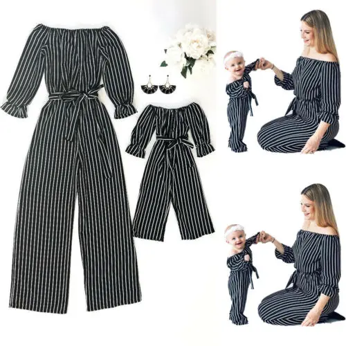

Family Matchign Mother and Daughter Girls Off Shoulder Jumpsuit Outfits Clothes