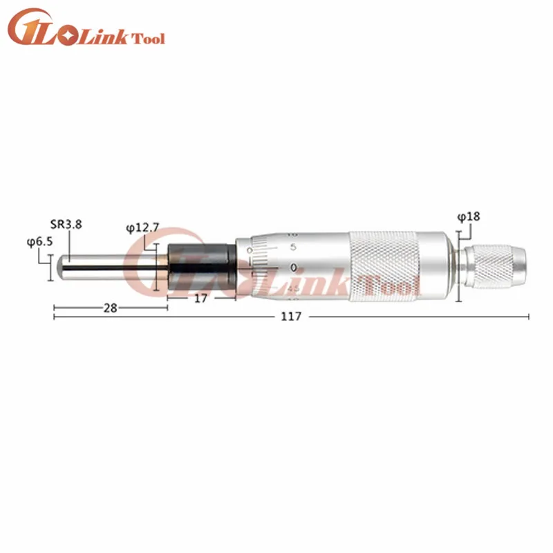 Серебристая плоская игла круглая Микрометрическая головка 0 25 мм 01 с накатанной