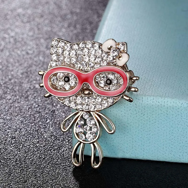Zlxgirl милый красный цветные очки cat фигурная брошь Jewelry вечерние подарки Для женщин шарф для девочки костюм значок для свитера красивые шляпы аксессуар