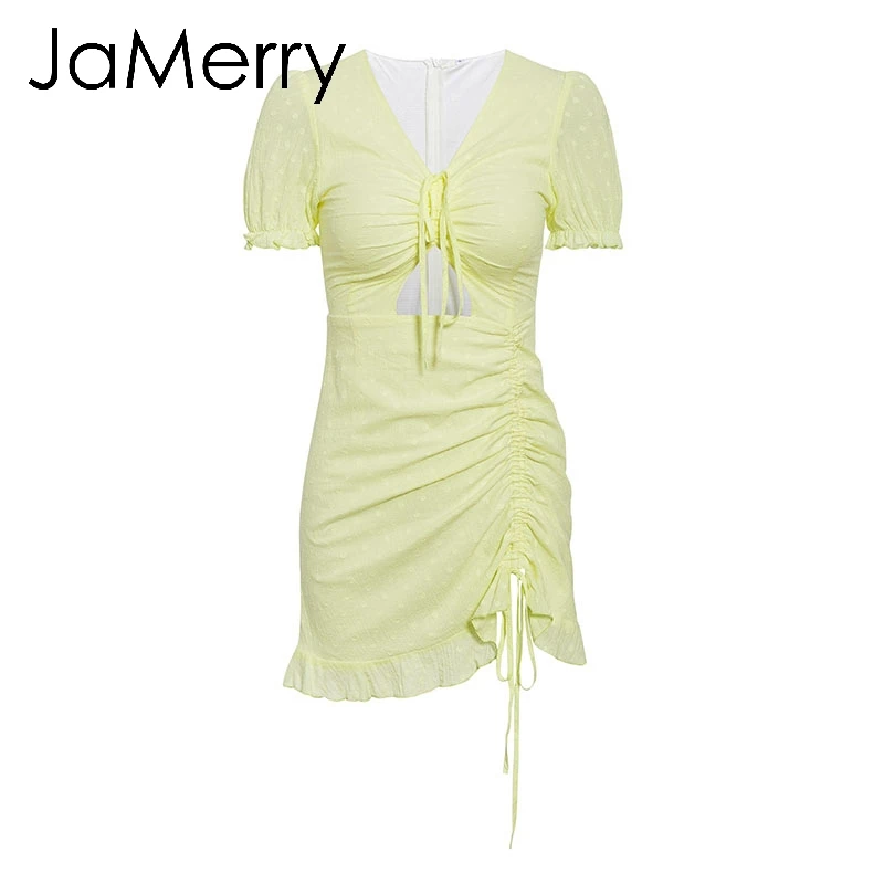 JaMerry винтажное милое платье женское летнее открытое кружевное короткое