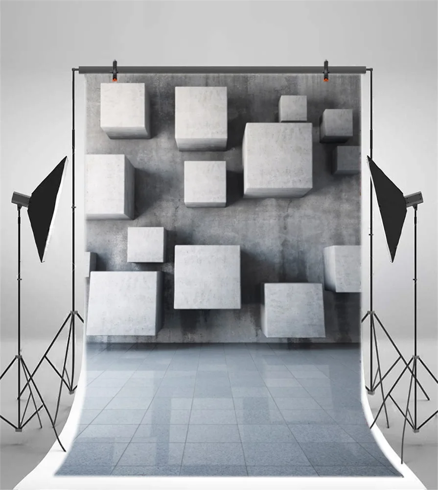 Laeacco 3D Space Marble Stone Brick Wall Blocks Portrait Baby Photography Backgrounds Photographic Backdrops For Photo Studio |