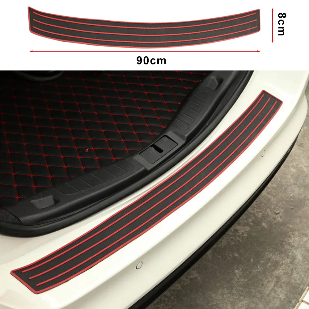

Car Rubber Rear Guard Bumper Protector Trunk Trim Cover Luggage Protection Strip Scratch Resistance Adhesive Tape 90cm Styling