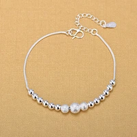 high quality silver color matte beads snake chain bracelet for women fashion jewelry gifts 2022