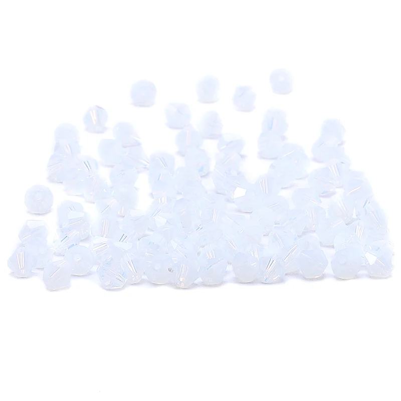

White Solid Color 4mm 100pc Austria Crystal Bicone Beads 5301 DIY Small Fresh Bracelet Necklace Accessories S-72