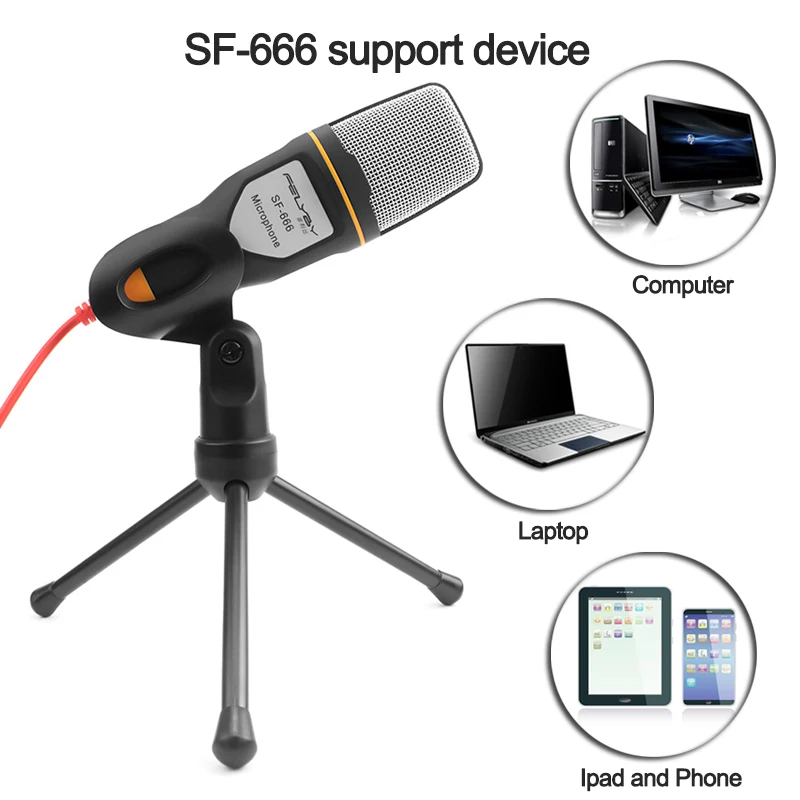 USB микрофон FELYBY для ПК конденсаторный Студийный с подключением к штативу