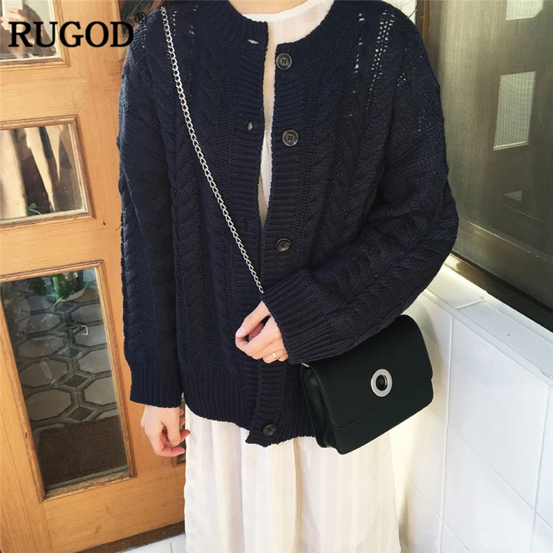 RUGOD New Women Cardigans O-Neck Solid Sweater Fashion Autumn Winter Clothes Tops sueter mujer invierno 2019 |