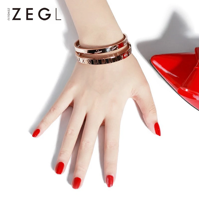 Женский браслет из титановой стали ZEGL розового золота вечный браслет|Браслеты| |