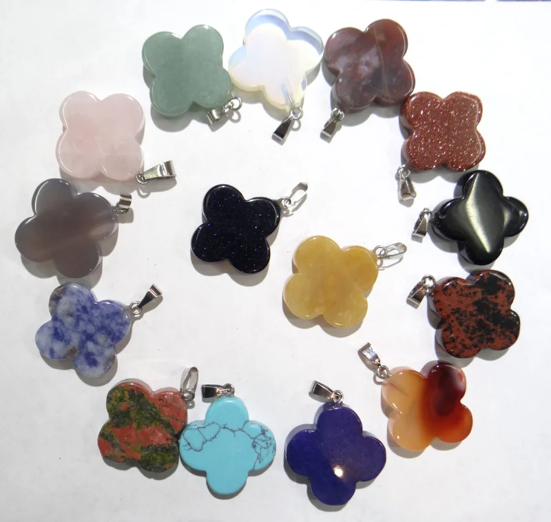 Оптовая продажа 30 шт./лот подвески из натурального камня с четырехлистным