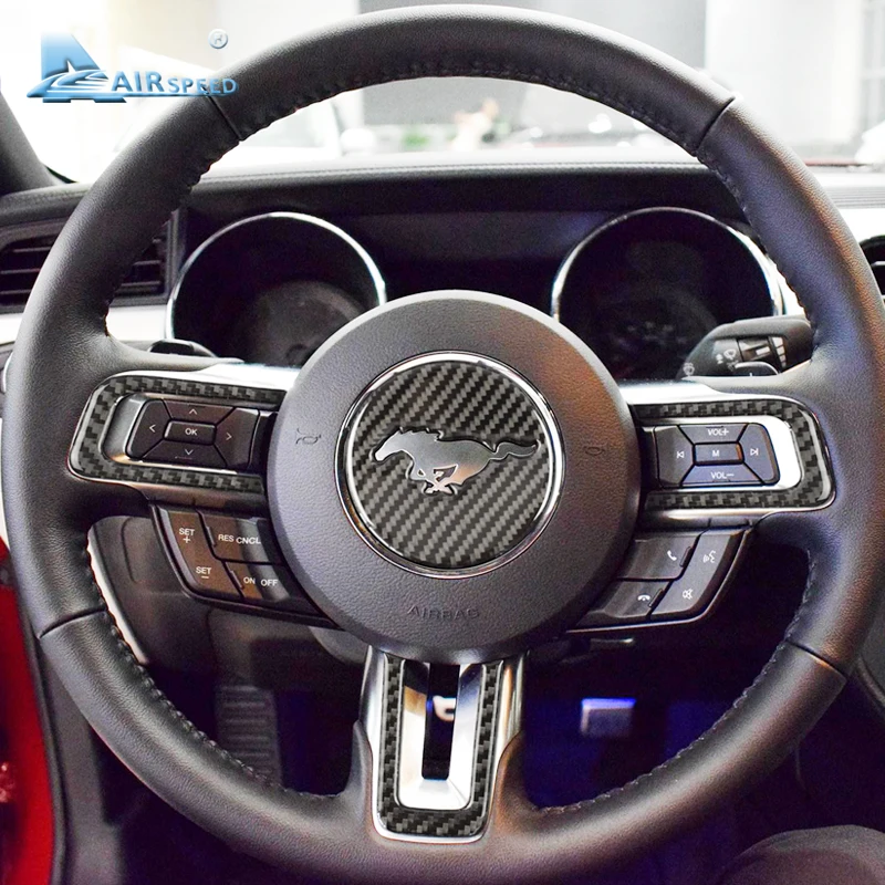 

Airspeed эмблема на руль из углеродного волокна для Ford Mustang, автомобильные наклейки, Стайлинг автомобиля 2015 2016 2017, автомобильные аксессуары