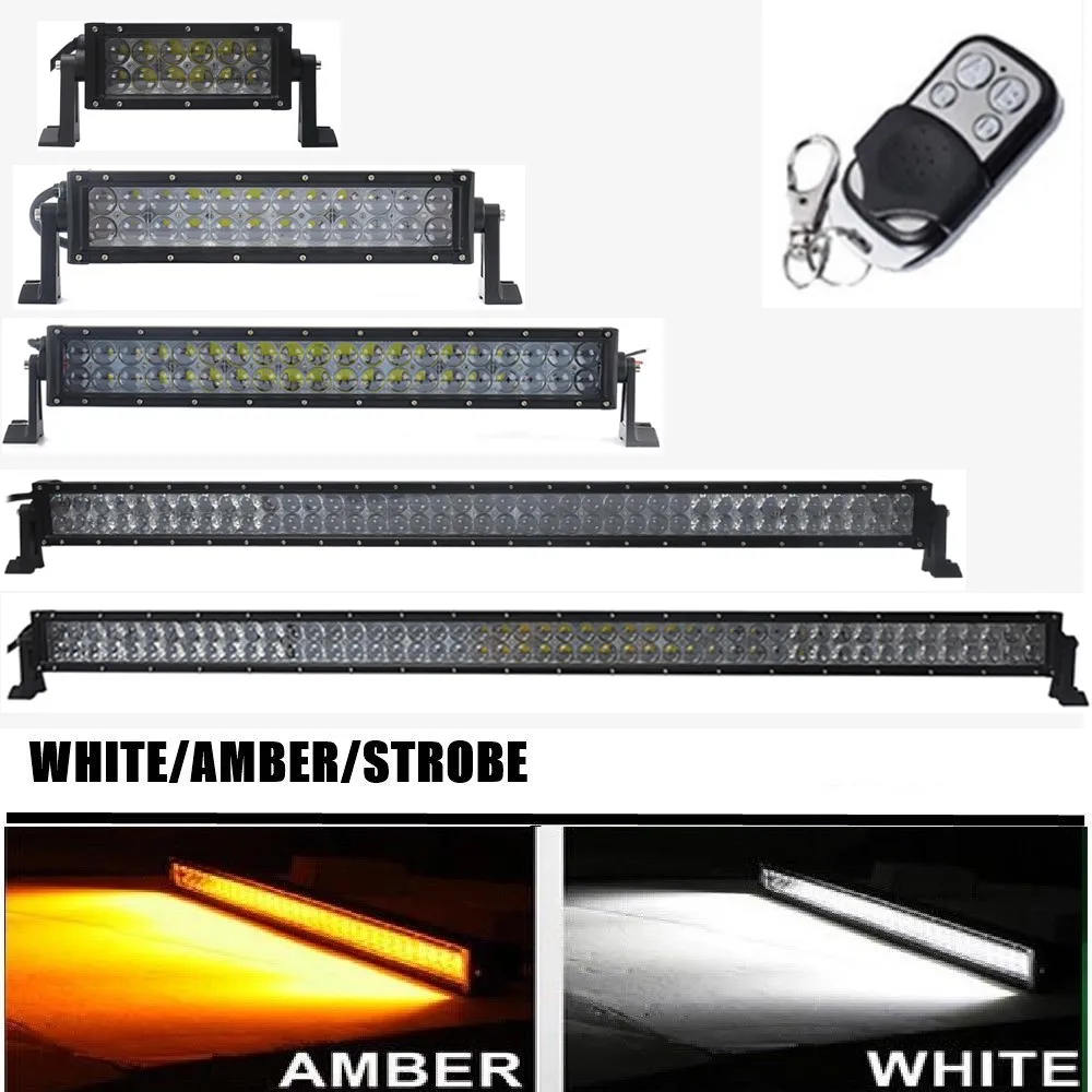 

Remote Control Flashing 4D White Amber Led Light Bar 72W 120W 180W 300W Bar Light For Truck Boat Marine Raptor Jeep Bumper