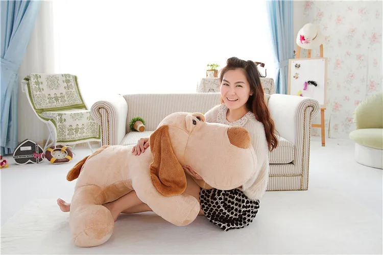 Огромная 120 см склонная собака плюшевая игрушка мягкая подушка для объятий