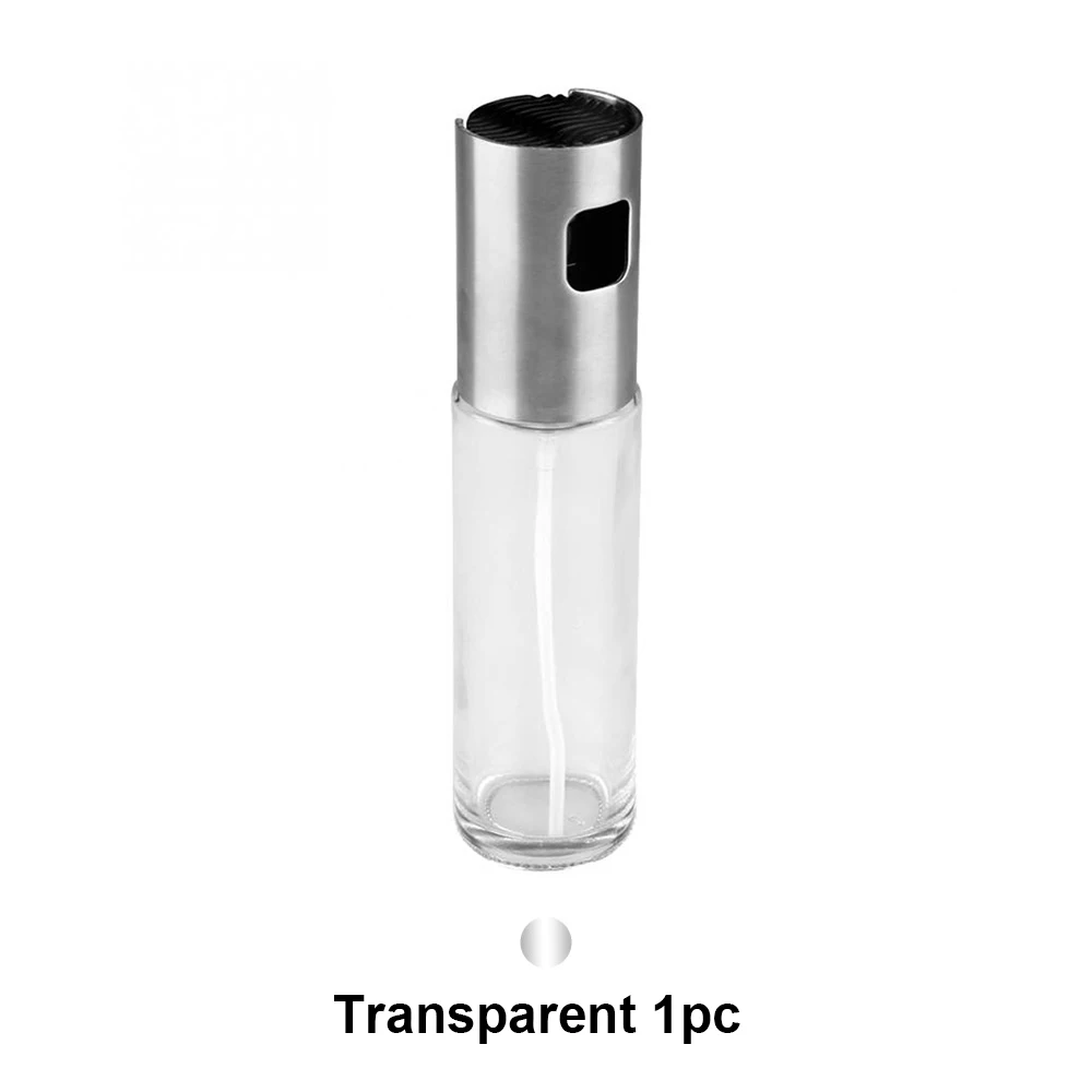 transparent 1pc Распылитель оливкового масла из нержавеющей стали многоразовый распылитель пустые бутылки уксус туман водяной насос Соусники гриль опрыскиватель для барбекю кухня - Цвет: transparent 1pc