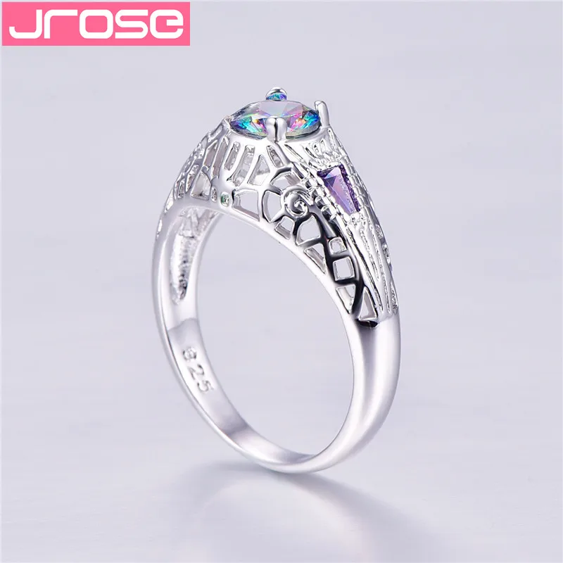Классический дизайн JROSE серебряные ювелирные изделия сверкающий солитер Raibown