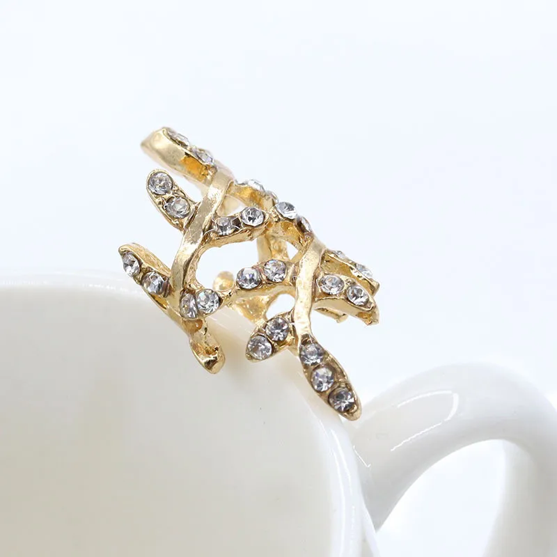 SexeMara 1pc Punk Earring Crystal Rhinestone Leaf Ear Cuff Warp Clip On Non-pierced Silver/Gold 2019 Hot Selling | Украшения и
