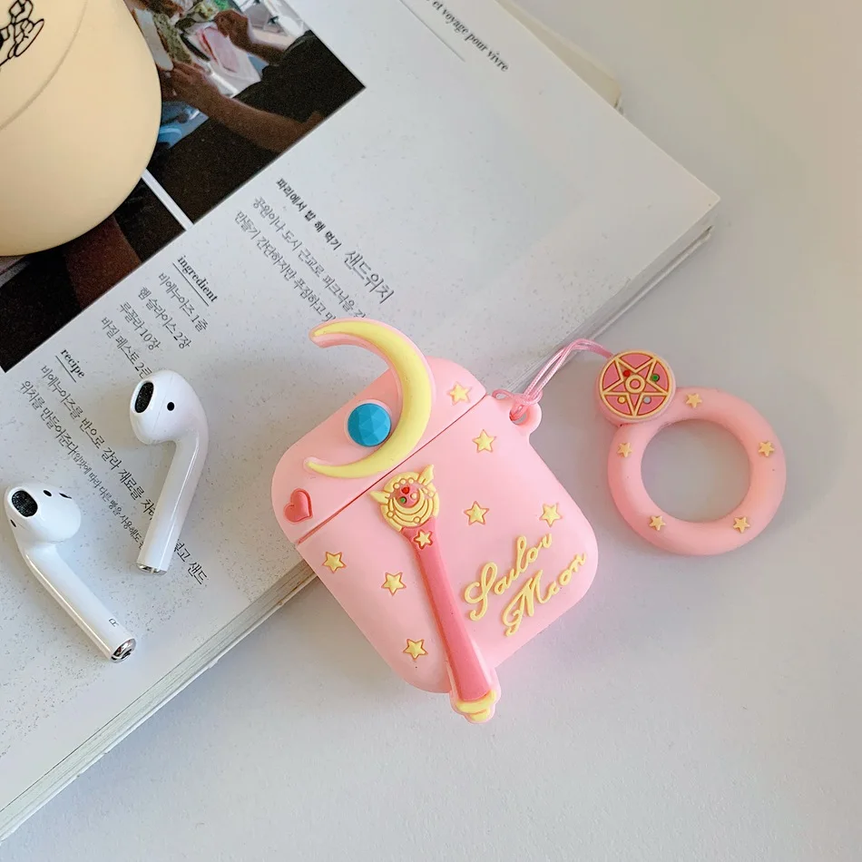 A1 Чехол для AirPods 1/2 с милым рисунком Сейлор Мун, чехол для наушников для Apple Airpods 2, Мягкий защитный чехол Fundas с кольцом на палец - Цвет: A1