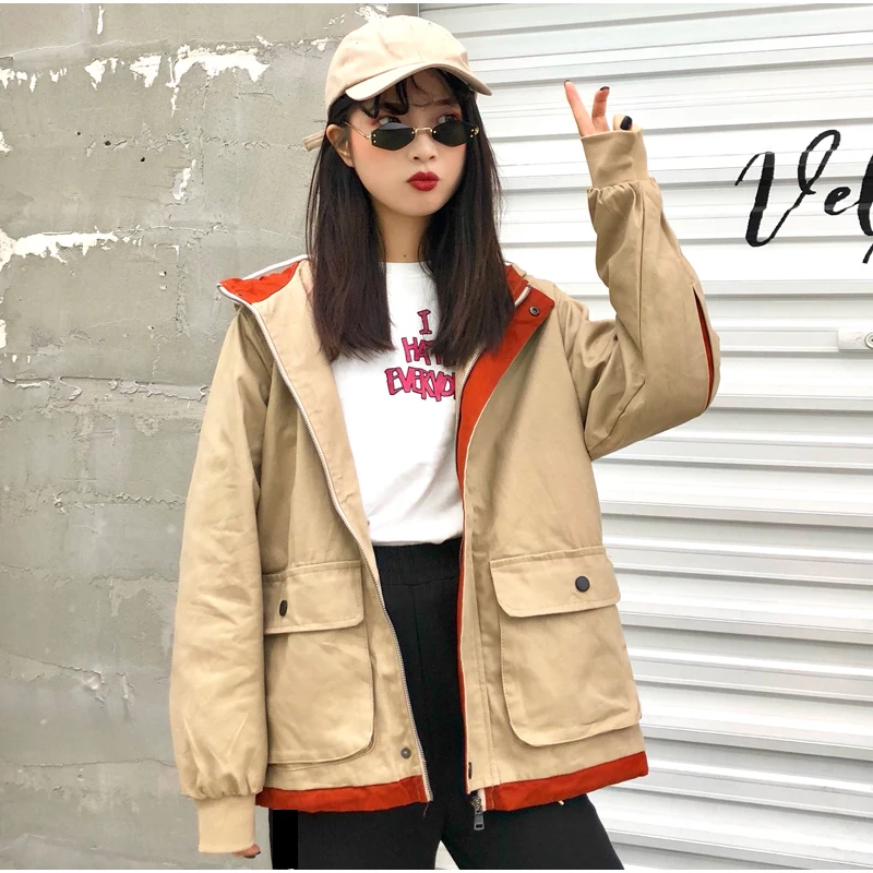 Plegie Harajuku, Женская куртка с капюшоном в стиле пэчворк, новинка весны, верхняя одежда, пальто в стиле хип-хоп, уличная одежда, BF стильные куртки