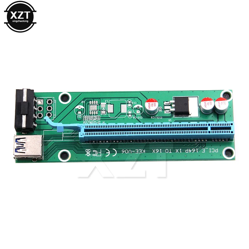 Адаптер PCI-Express PCI-E 1X к 16X Райзер-карта адаптер PCIE Extender + USB3.0 кабель SATA 4Pin IDE Molex шнур