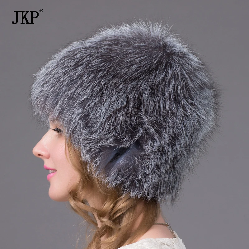 2020 горячая Распродажа 100% натуральный Серебряный Лисий мех женская зимняя шапка