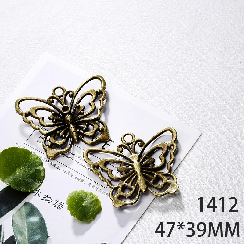 

47*39mm 2pcs Butterfly Alloy Pendant For Diy Jewelry Making 2 Colors Antique Silver Antique Bronze No.1412