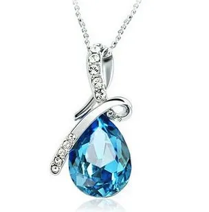 Promotion water drop Austria crystal 925 sterling silver ladies pendant necklaces jewelry for women gift shipping | Украшения и