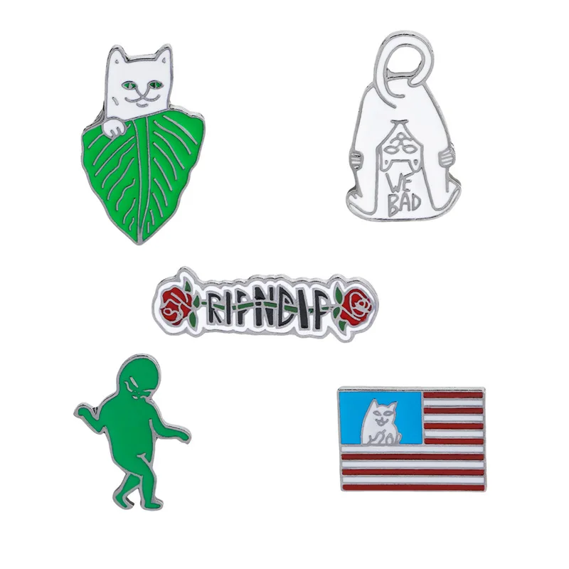 Мужская и женская брошь в виде кота с масляными капельками|Броши| |