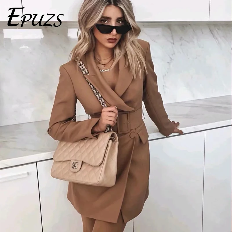 Блейзер Женский длинный с поясом для офиса 2019|Женские пиджаки| |