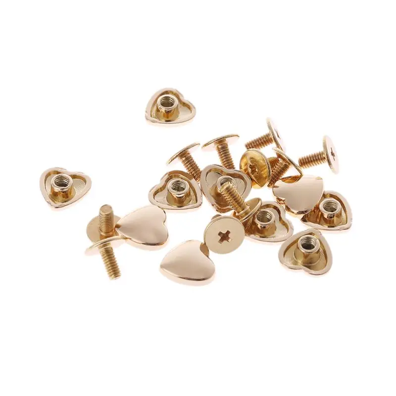 

10Pcs Heart Shape Accessories Handbag Shoulder Bags Bottom Studs Rivets Screw