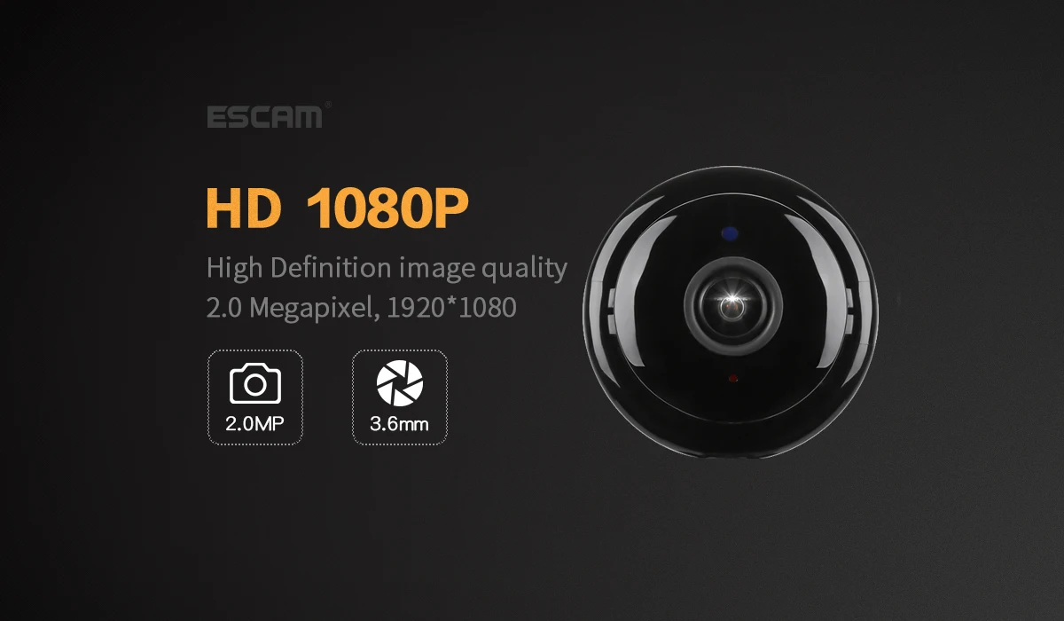 ESCAM YooSee Q6 2,0 M 1080P Кнопка мини беспроводная камера Поддержка Android IOS PC Просмотр детектор движения и электронная почта будильник до приложения